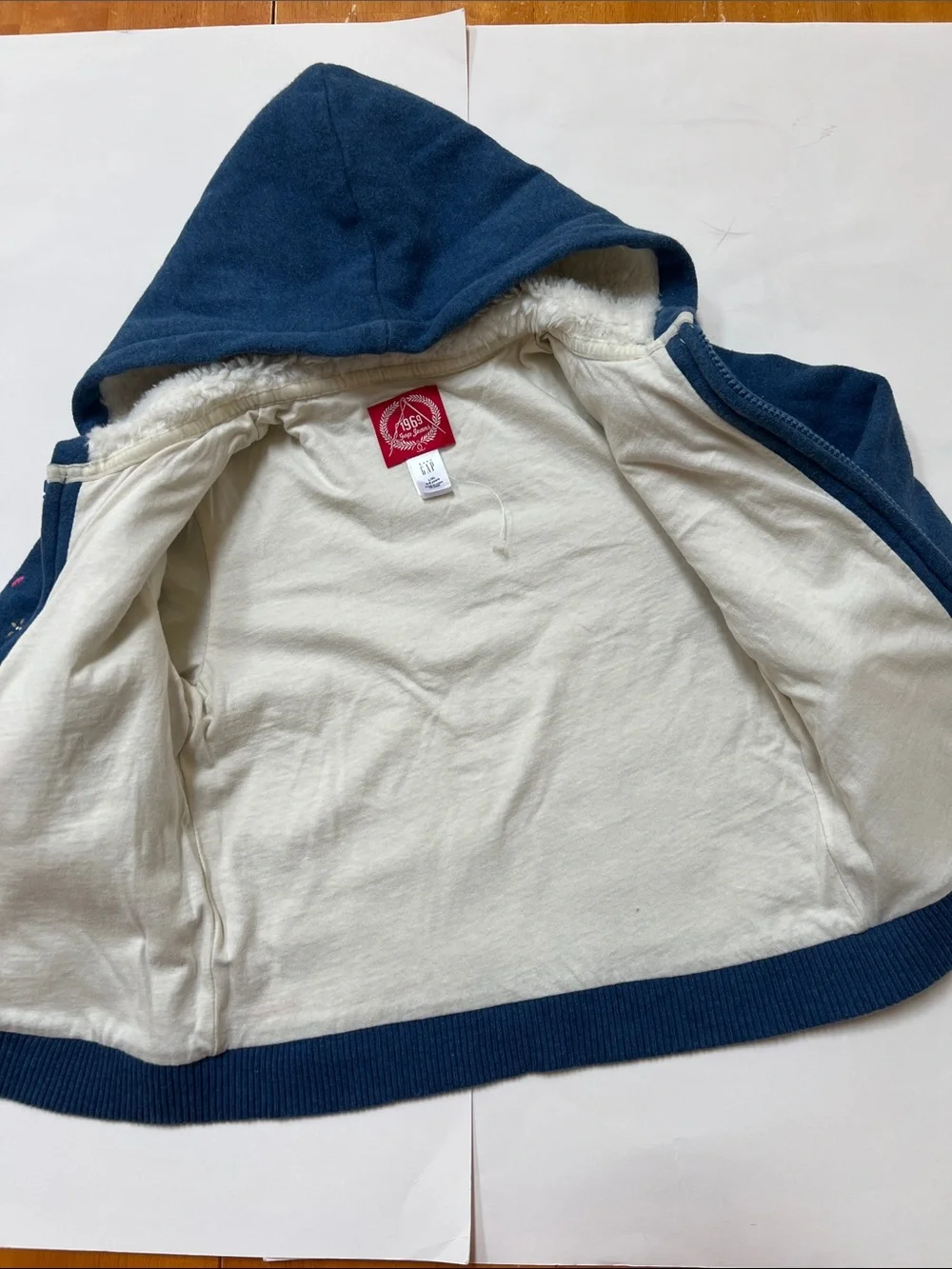 BabyGAP 2 piece Sherpa-Lined 1969 Zip Hoodie Embroidered with Sweatshirt bag 4-5